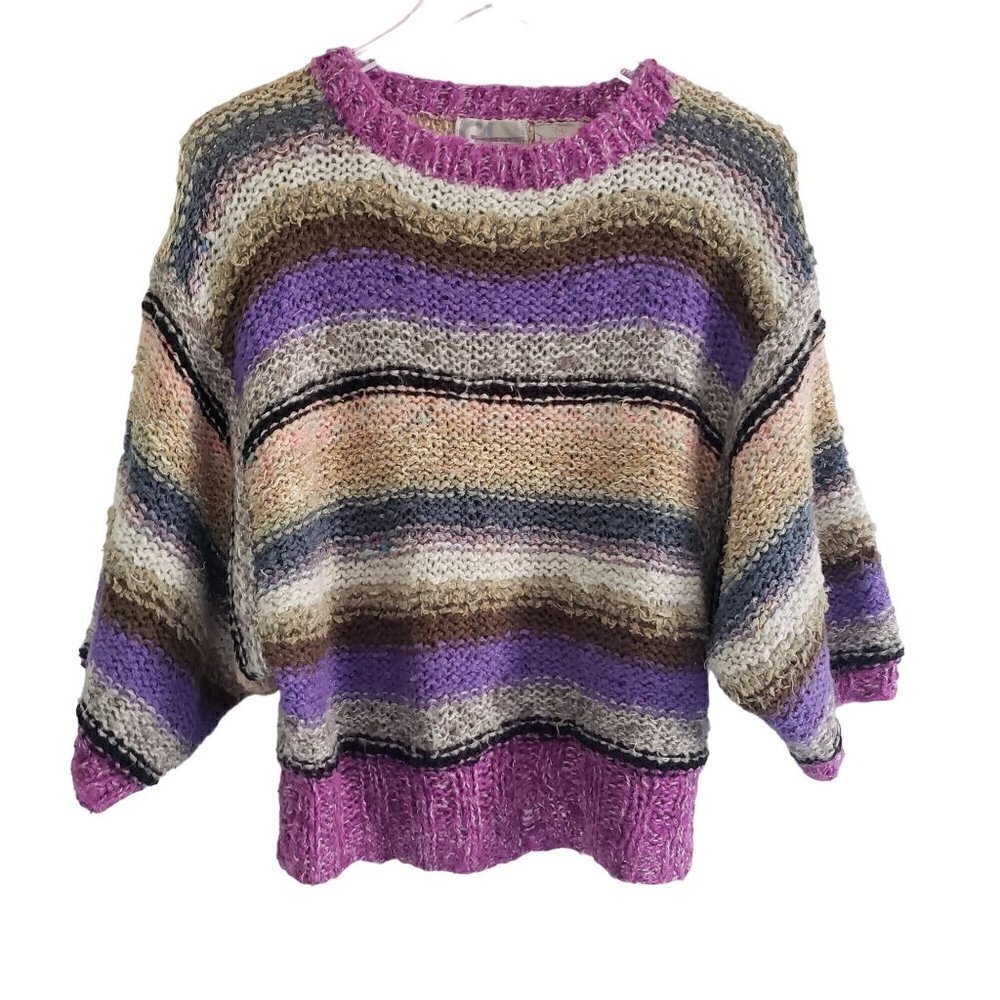 Gil Aimbez Stripe Knit Sweater Vintage Oversized Multicolor Pullover Women Small